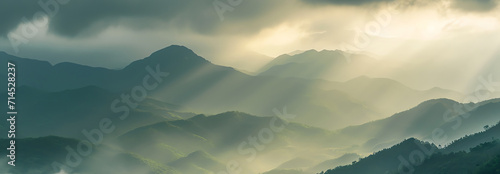 mountain landscape with mist, AI generated photo