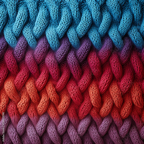 Background texture of a knitted pattern of multi-colored wool.