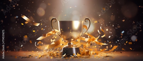 Golden and silver championship cup, a symbol of triumph and glory, Ai Generated.