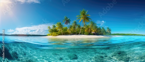 A breathtaking panorama of a tropical island, Ai Generated.