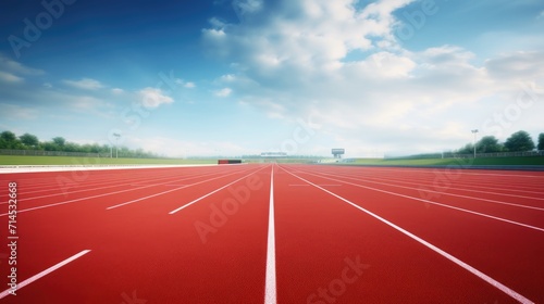 A pristine running track awaits with its smooth surface, ready for runners, Ai Generated.