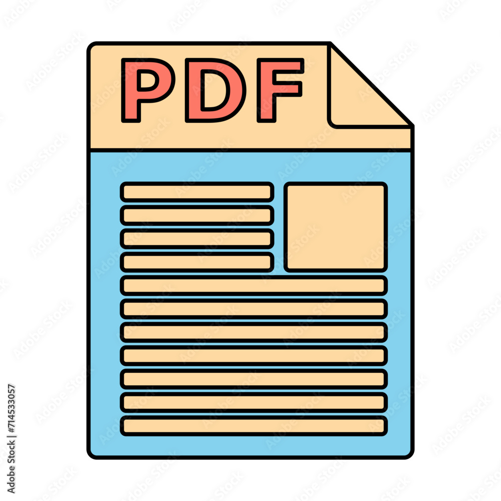 PDF File Format Vector Illustration with sticker style. Isolated on transparent background PDF File Format Vector Illustration with sticker style. Isolated on transparent background