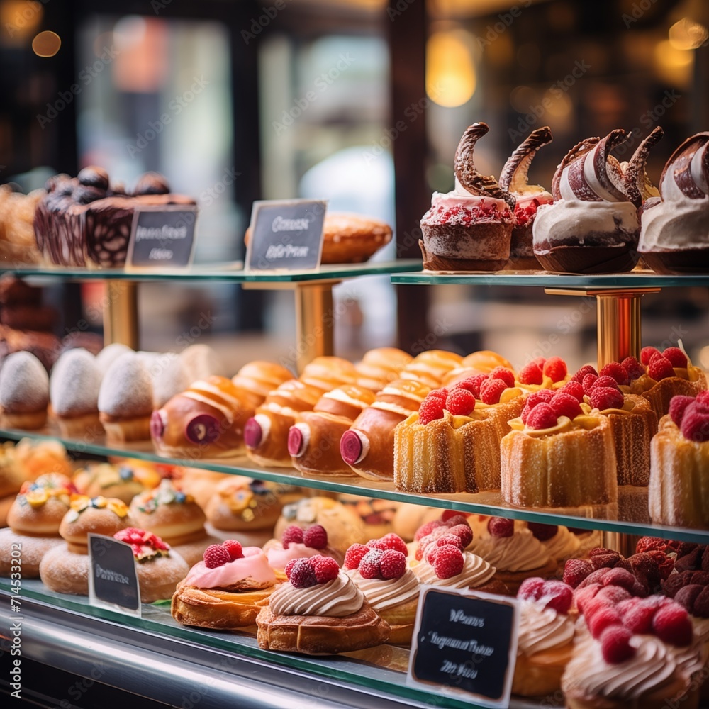 Bakery shop - pastries in focus