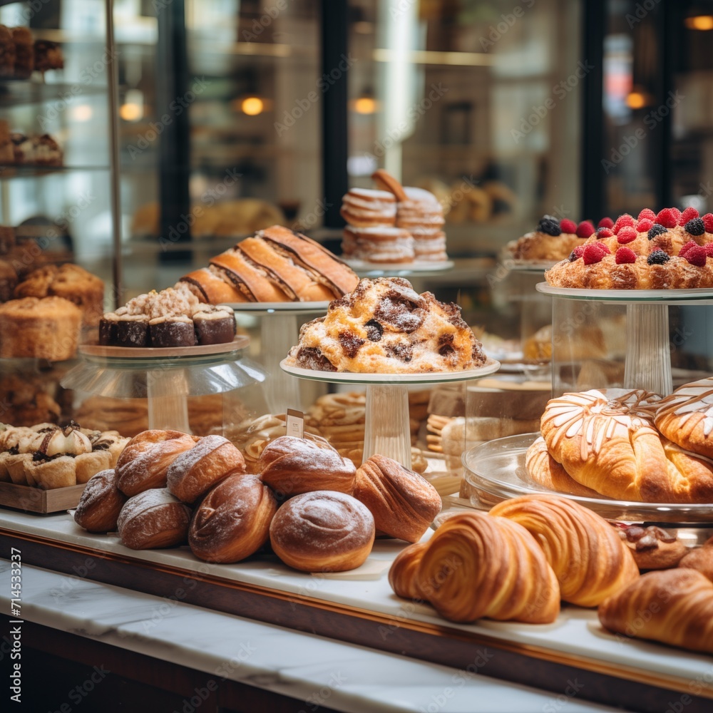 Bakery shop - pastries in focus