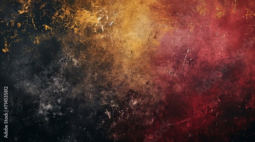 Grunge Background Texture in the Colors Raspberry Red, Golden Yellow & Black created with Generative AI Technology photo