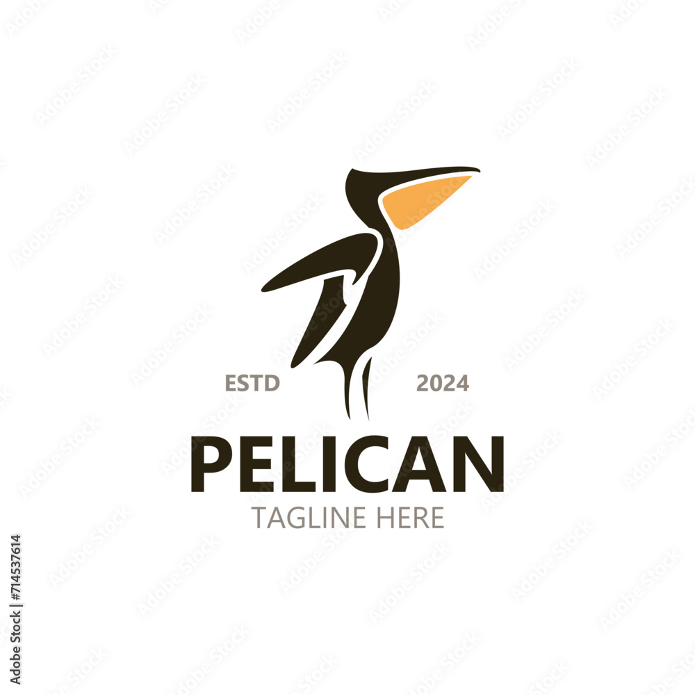 Obraz premium Pelican bird silhoutte vintage logo vector illustration template icon graphic design