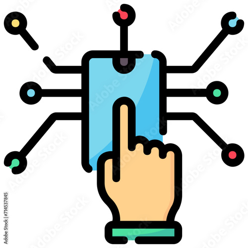 phone tap filled outline vector icon
