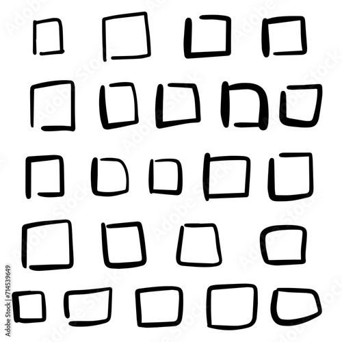 Hand drawing square on white background. Hand drawing square set.