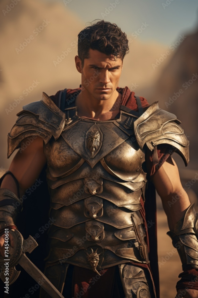 some warriors with their helmets on, in the style of cinematic lighting, dark gold and brown, intense close-ups. Gladiators with guns. some warriors with their helmets on, in the style of cinematic lighting, dark gold and brown, intense close-ups. Gladiators with guns.