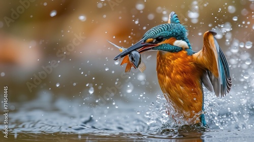 a kingfisher catching a fish off the water