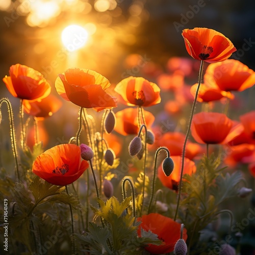 poppies, floral background. summer red flowers. nature. fragile, brittle flowers.