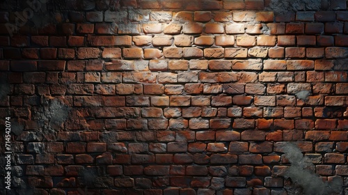 Old brick wall texture background with spotlight.
