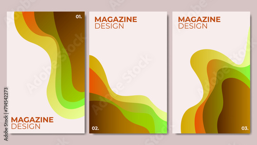 Green magazine modern design with wavy papercut style