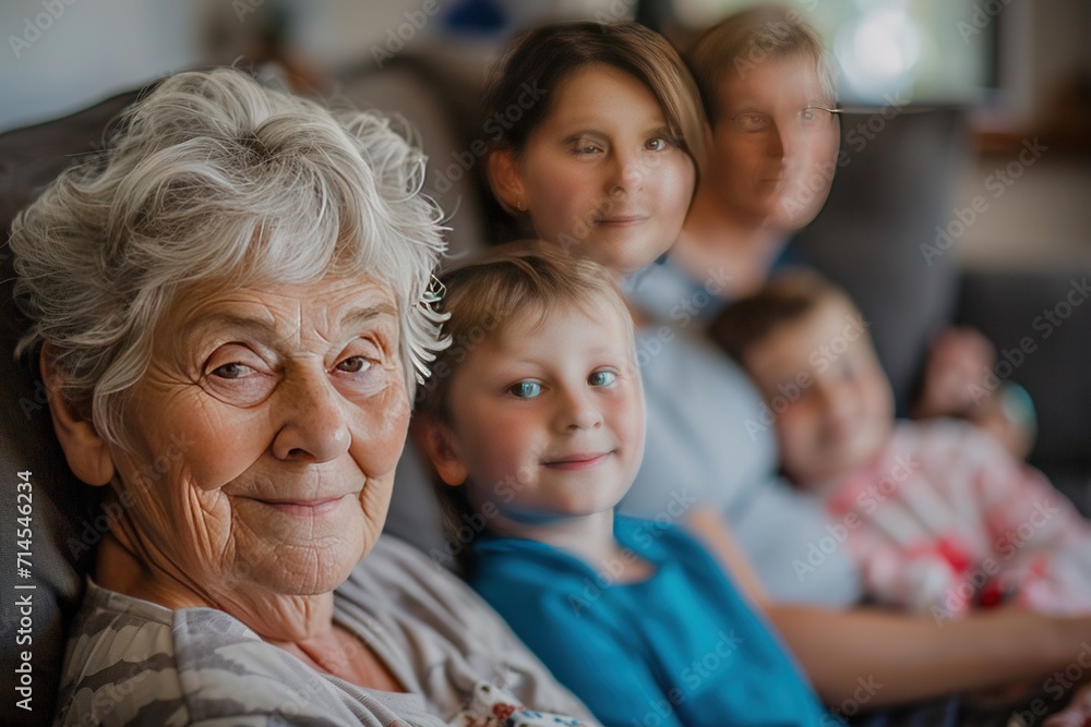 Happy Elderly with Grandchildren Smiling Senior with Loving Family Happy Elderly with Grandchildren Smiling Senior with Loving Family