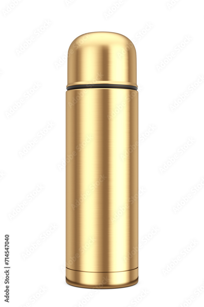 Golden Metallic Case Thermos Isolated. 3d Rendering Golden Metallic Case Thermos Isolated. 3d Rendering