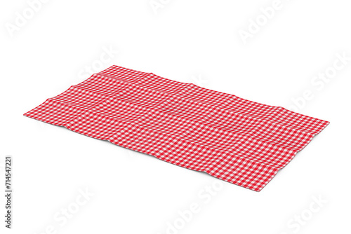 Red Checkered Picnic Tablecloth Blanket. 3d Rendering