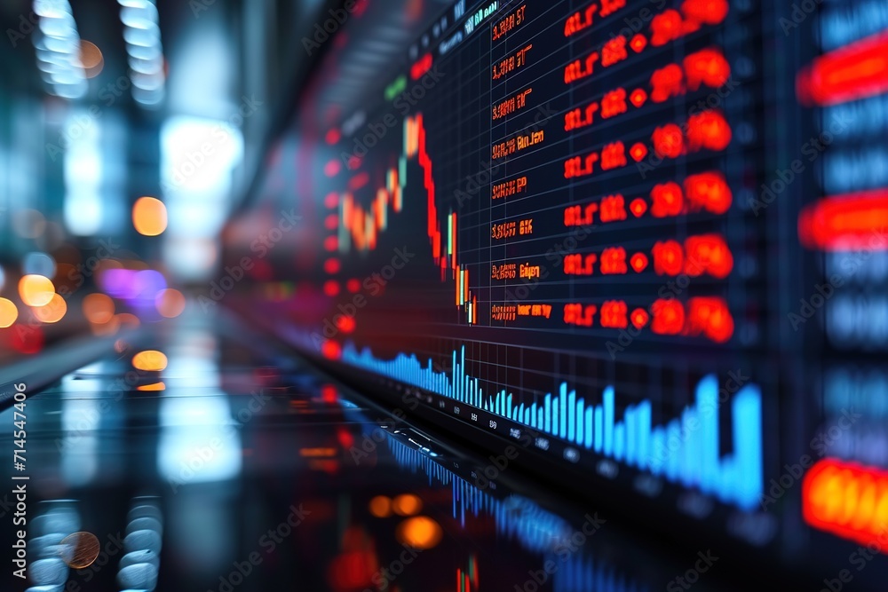 data stock marketing screen, finance, strategy, investment, growth and risk. generative ai data stock marketing screen, finance, strategy, investment, growth and risk. generative ai