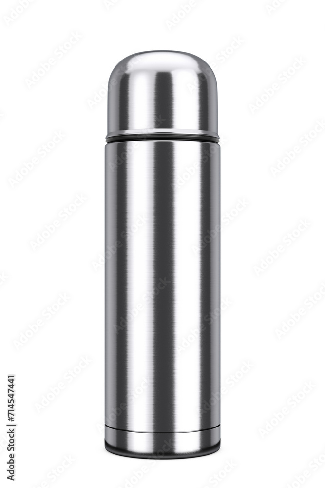 Silver Metallic Case Thermos Isolated. 3d Rendering Silver Metallic Case Thermos Isolated. 3d Rendering