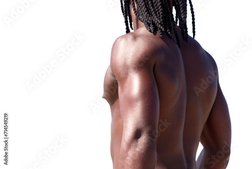 Naked body of an African man isolated on a white background