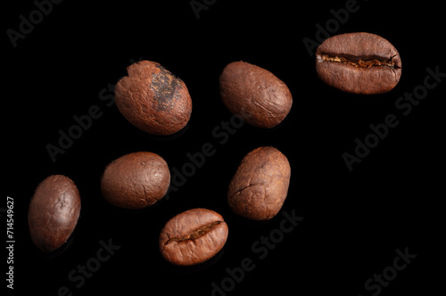 Wallpaper Mural Coffee beans isolated on black background. Close-up Torontodigital.ca