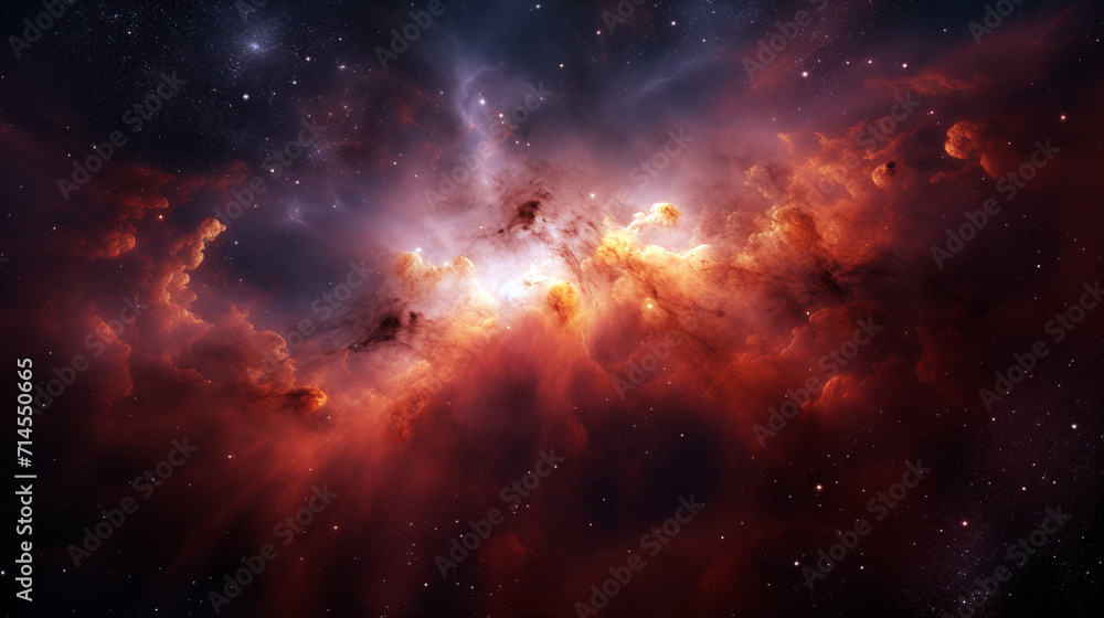 Stars, Star birth, outer space purple nebula clouds, ai-generated