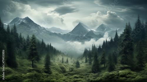 mountain full of trees