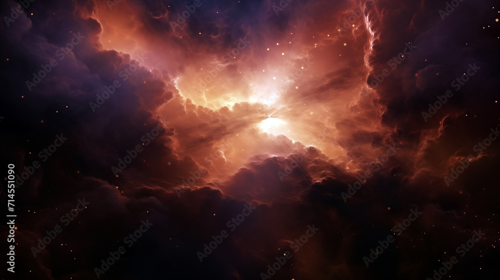 Stars, Star birth, outer space purple nebula clouds, ai-generated