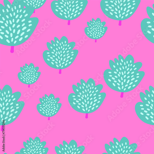Fresh and trendy seamless design featuring succulents and floral elements.