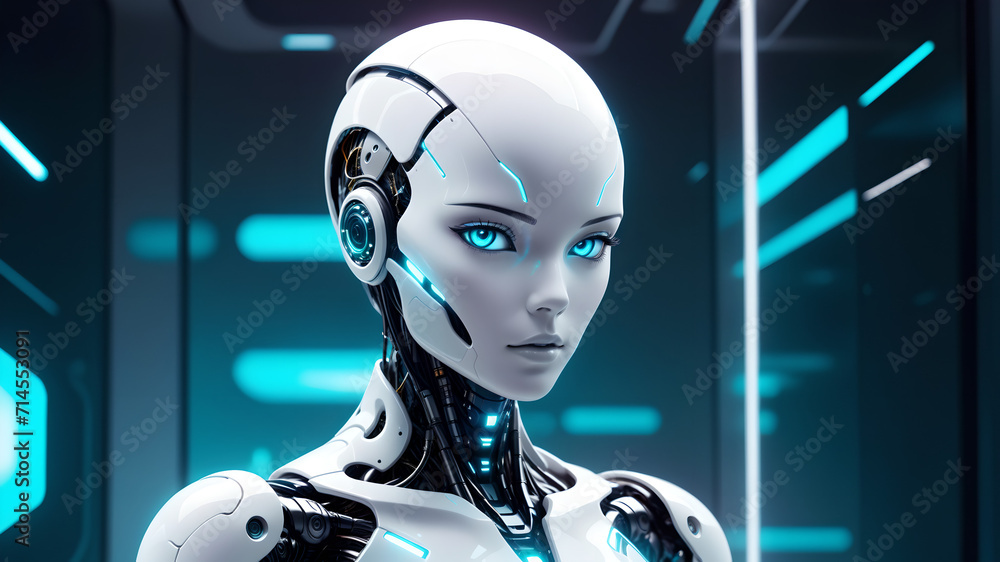 white cybernetic artificial intelligence robot white cybernetic artificial intelligence robot