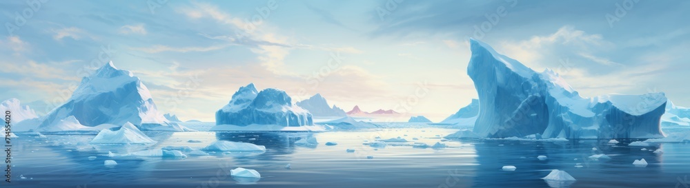 sea with icebergs in the background