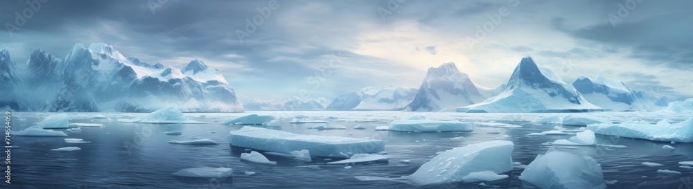 sea with icebergs in the background
