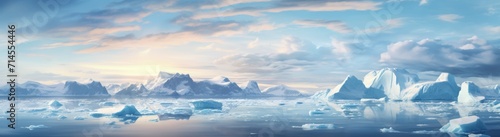 sea with icebergs in the background