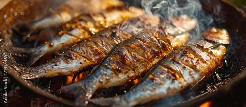 Fish smoked in the form of sprats. photo