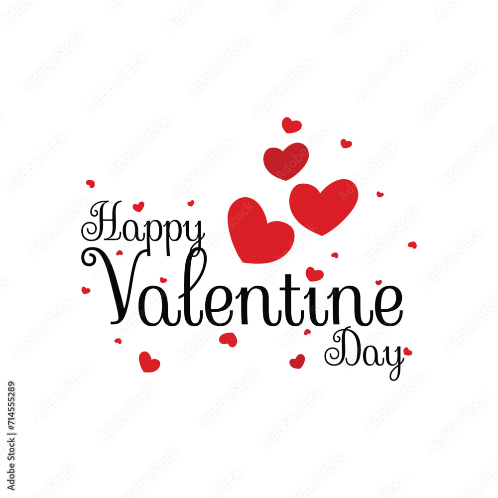 Happy Valentines Day poster with handwritten calligraphy text white background