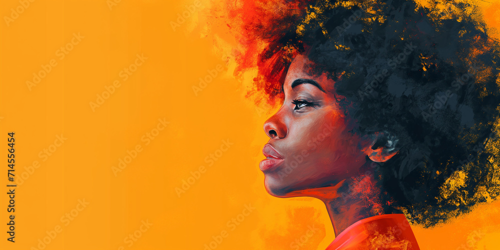 Abstract portrait of an African American woman, ideal for Black History Month promotions and cultural celebrations.