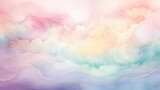  Soft and fluid pastel watercolor textures blending to create a peaceful cloudscape, ideal for serene backgrounds.