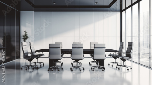 An empty, clean and sophisticated boardroom