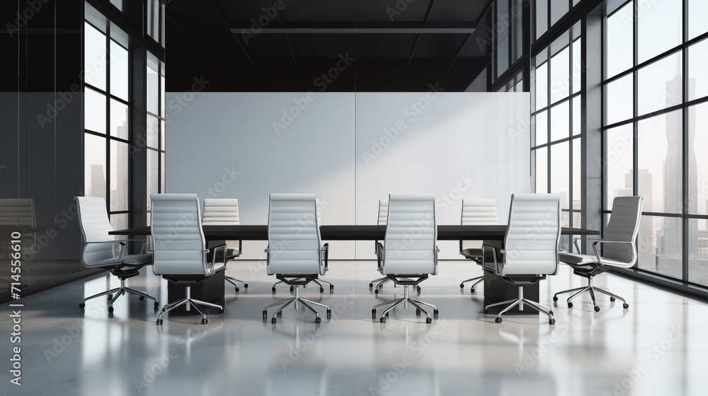 An empty, clean and sophisticated boardroom