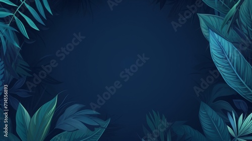 tropical leaves  foliage plant in blue color with space background  copy space  16 9