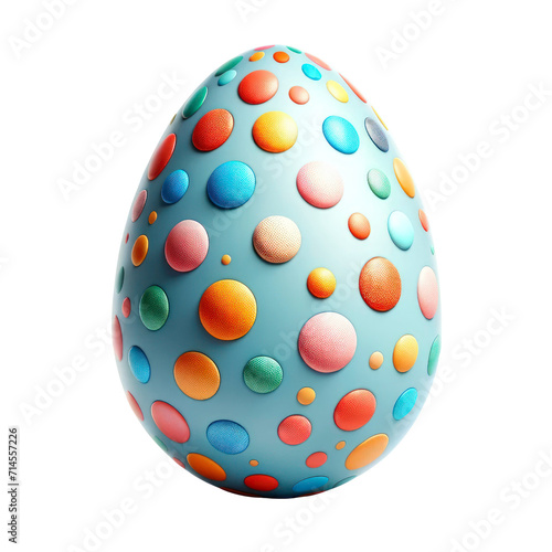 Easter egg with a polka dot pattern, Easter Sunday ,3D rendering png , isolated on a transparent background