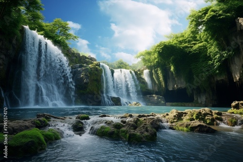 A beautiful waterfall landscape