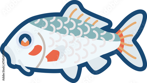 かわいいニシキゴイ（浅黄）のイラスト