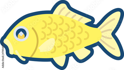 かわいいニシキゴイ（黄鯉）のイラスト