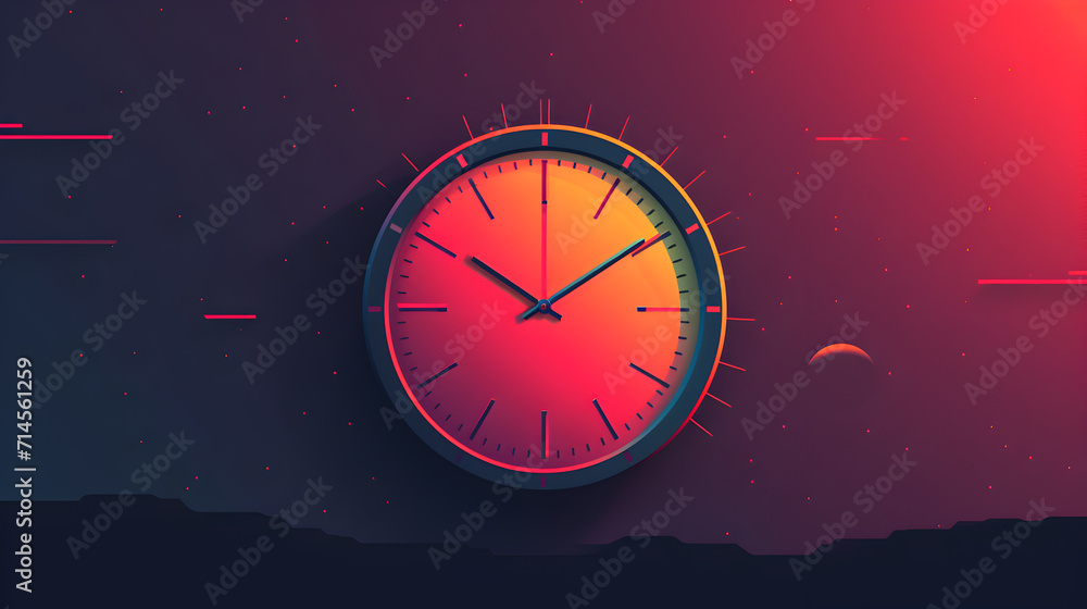 Abstract Clock in minimal design i purple color tone Abstract Clock in minimal design i purple color tone