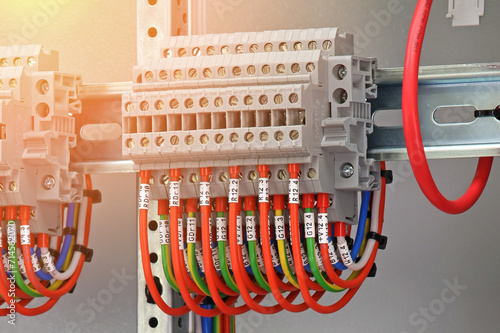 Electrical pass-through terminals for connecting copper mounting wires in an electrical distribution cabinet.Sunflare.