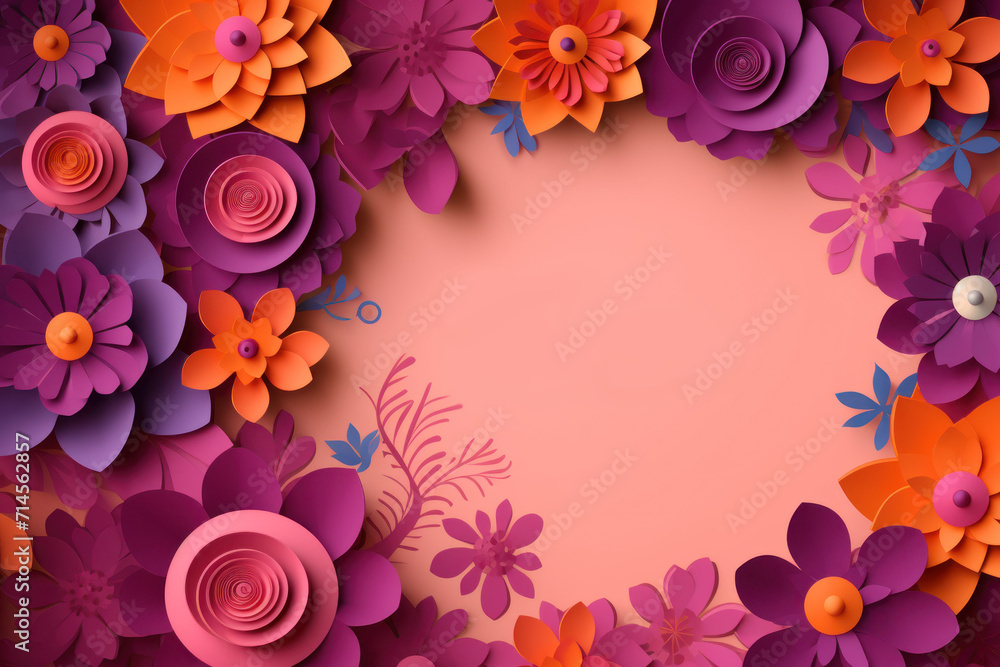 8 March, International Happy Women's Day Mothers day Greetings card decorated with paper cut flowers and leaves. Modern botanical art sculpture. Pink purple Floral paper cut illustration. 8 March, International Happy Women's Day Mothers day Greetings card decorated with paper cut flowers and leaves. Modern botanical art sculpture. Pink purple Floral paper cut illustration.