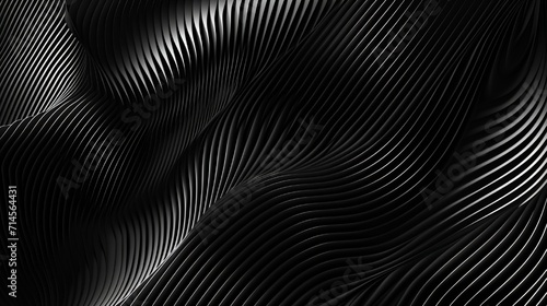 Black abstract background design. Modern wavy line pattern (guilloche curves) in monochrome colors. Premium stripe texture for banner, business backdrop.