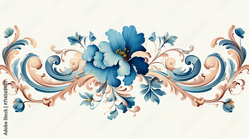 Elegant Vintage Floral Vector Frame with Blue Peonies – Baroque Retro Design for Promotional Content or Text Copy-Space - obrazy, fototapety, plakaty 