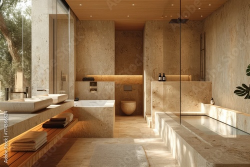 bathroom design natural shades of almond wood texture