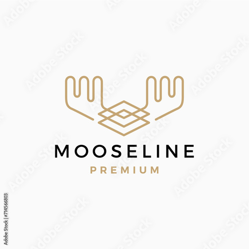 Moose antlers geometric logo vector icon illustration